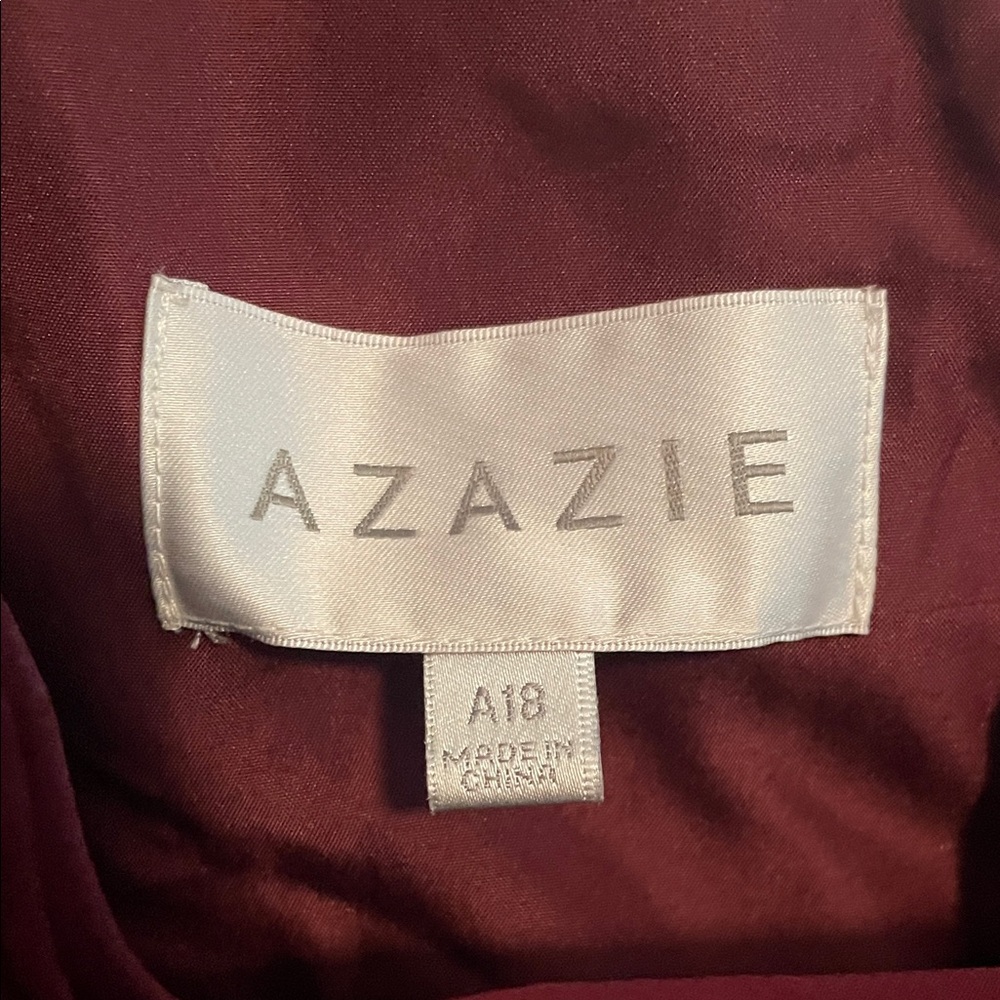 Azazie Long Sleeve Burgundy Gown - Picture 2 of 5